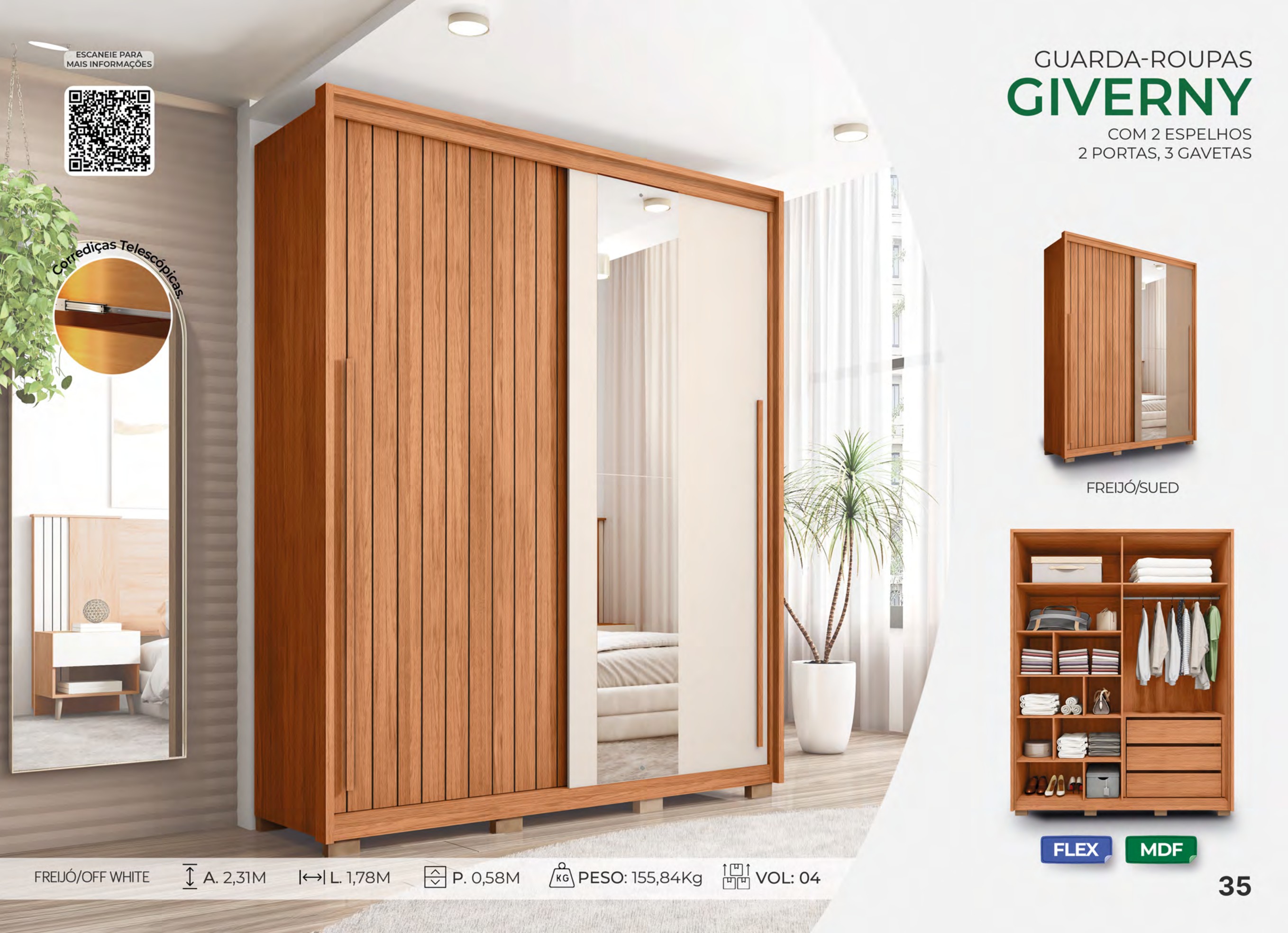 Foto de GUARDA-ROUPA GIVERNY C/ESPELHO