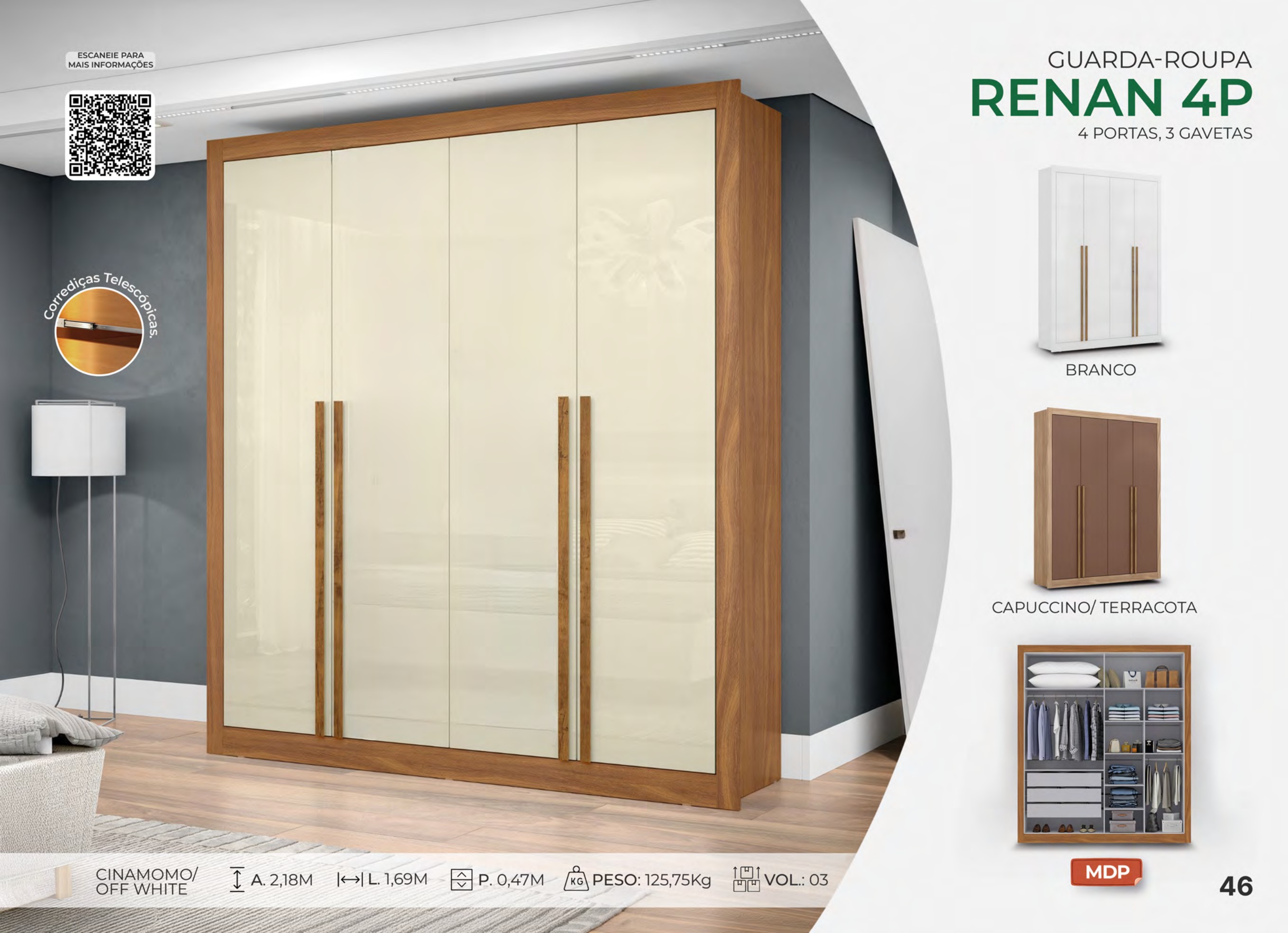 Foto de GUARDA-ROUPA RENAN 4P