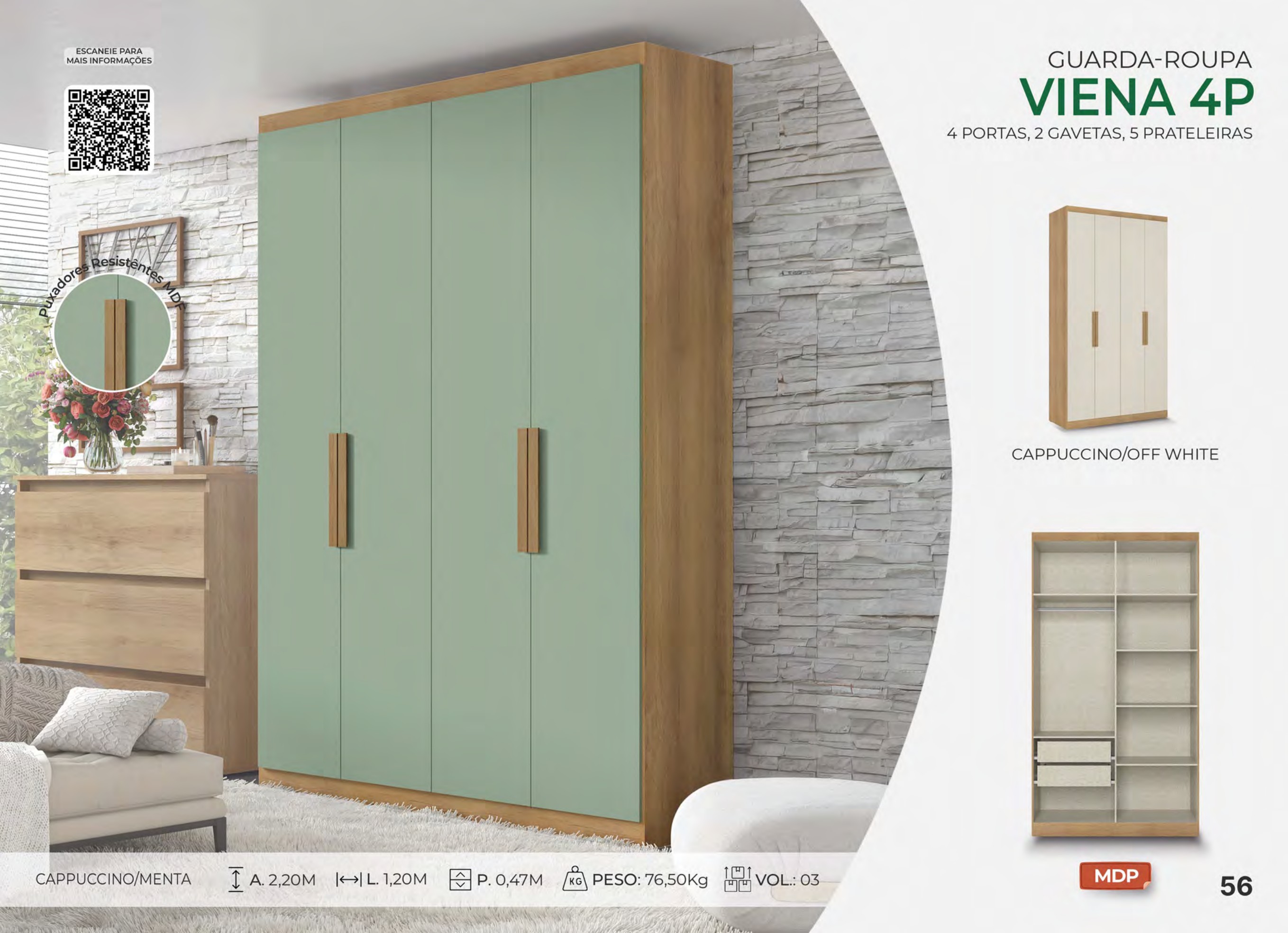 Foto de GUARDA-ROUPA VIENA 4P