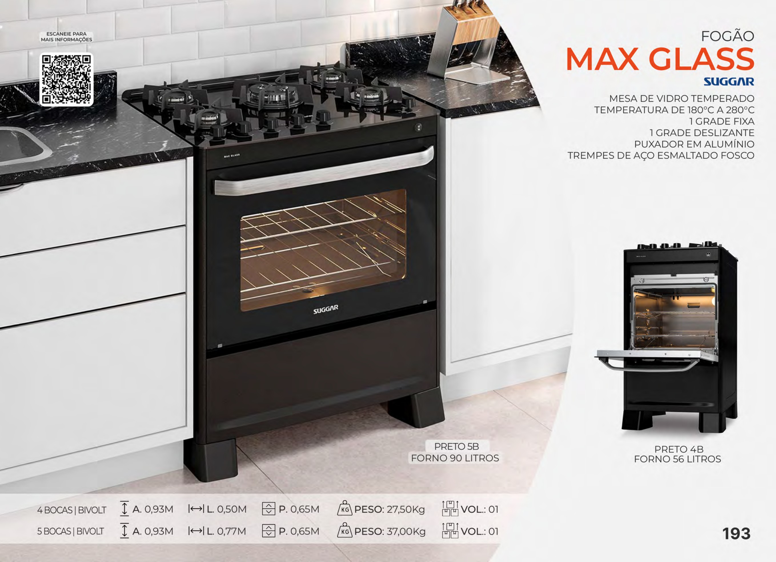 Foto de FOGÃO MAX GLASS MESA VIDRO 4 OU 5 BOCAS