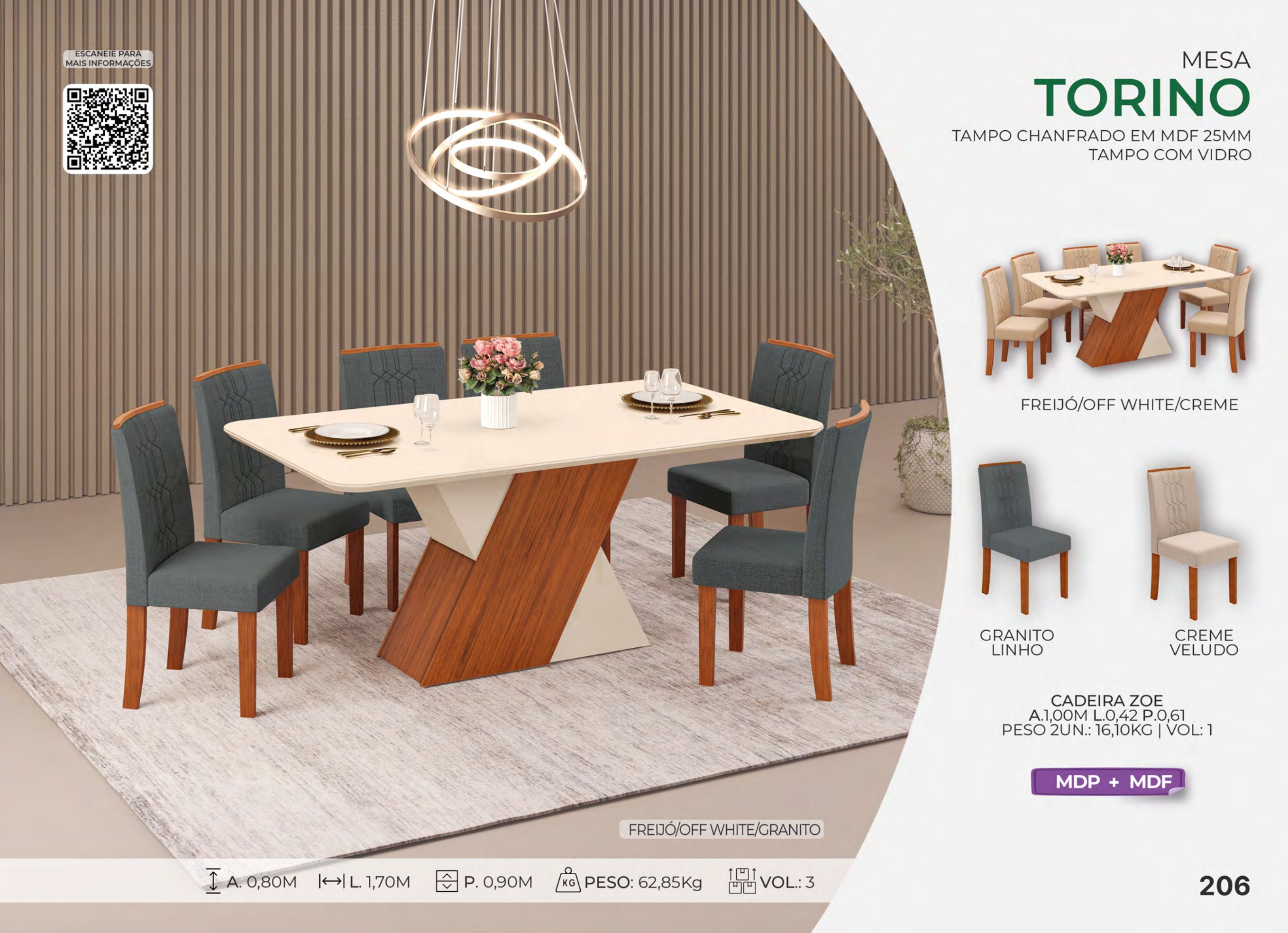 Foto de MESA TORINO C/ 6 CADEIRAS - COMPLETA