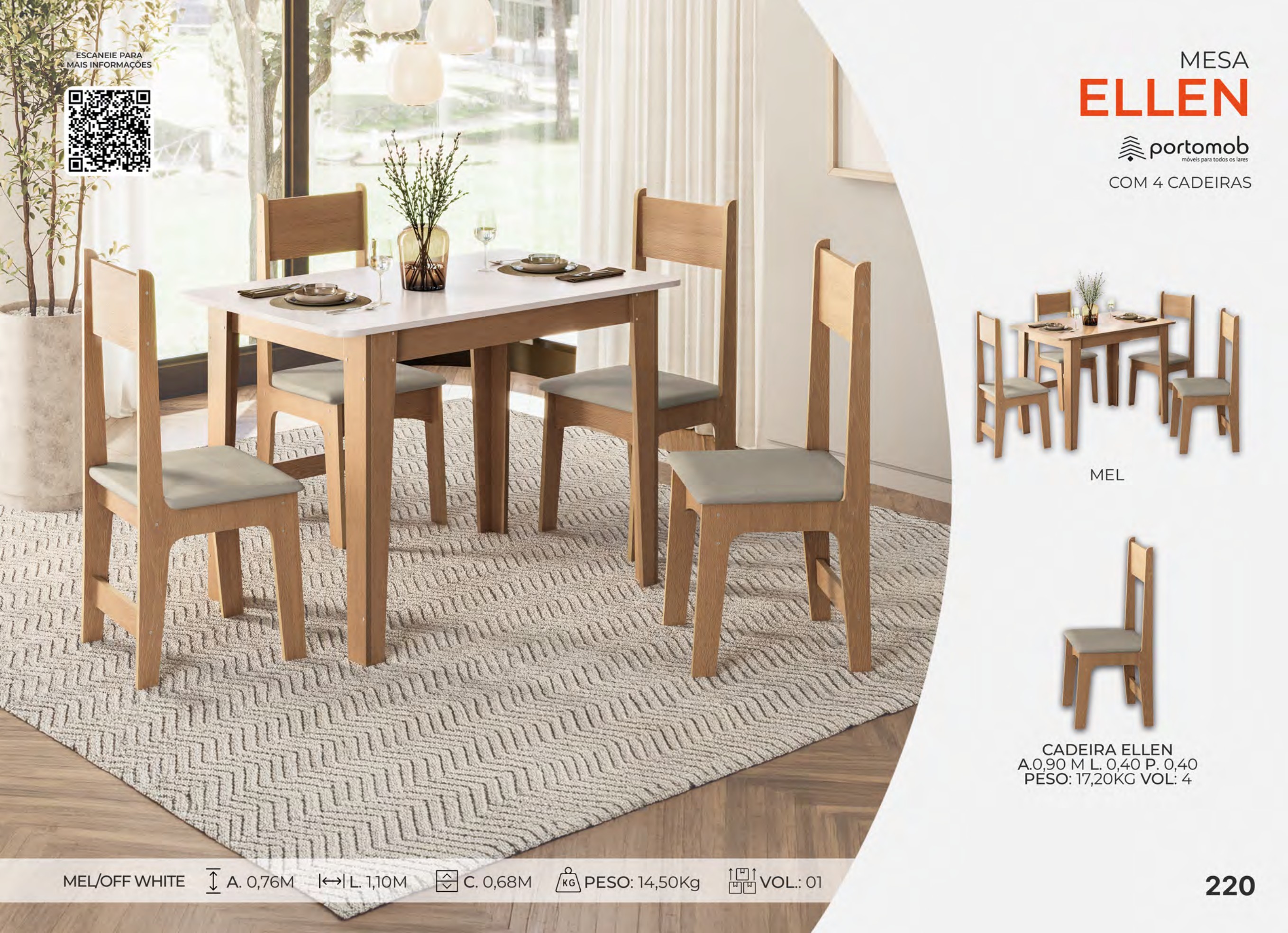 Foto de MESA ELLEN C/ 4 CADEIRAS - COMPLETA