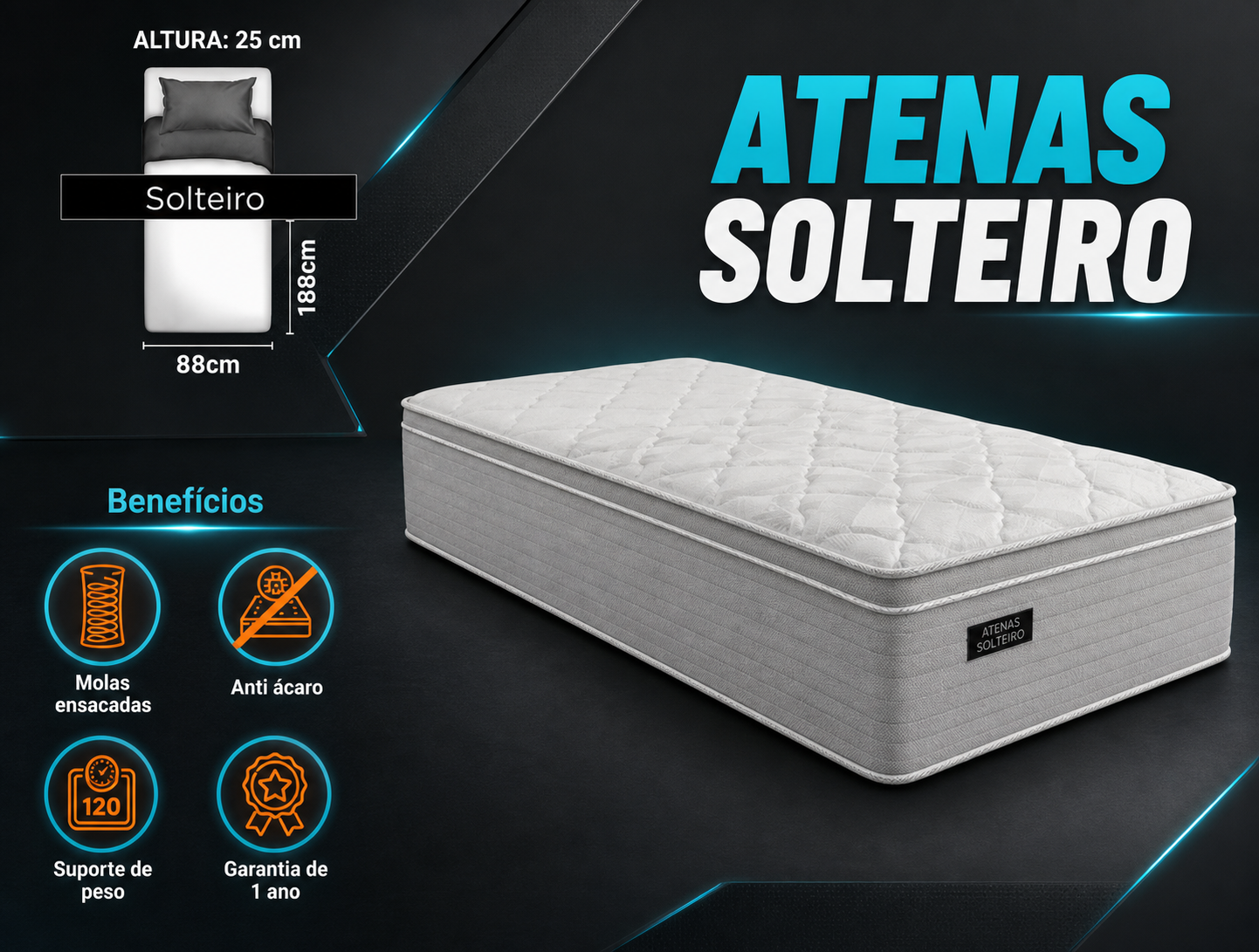 Foto de COLCHÃO ATENAS SOLTEIRO